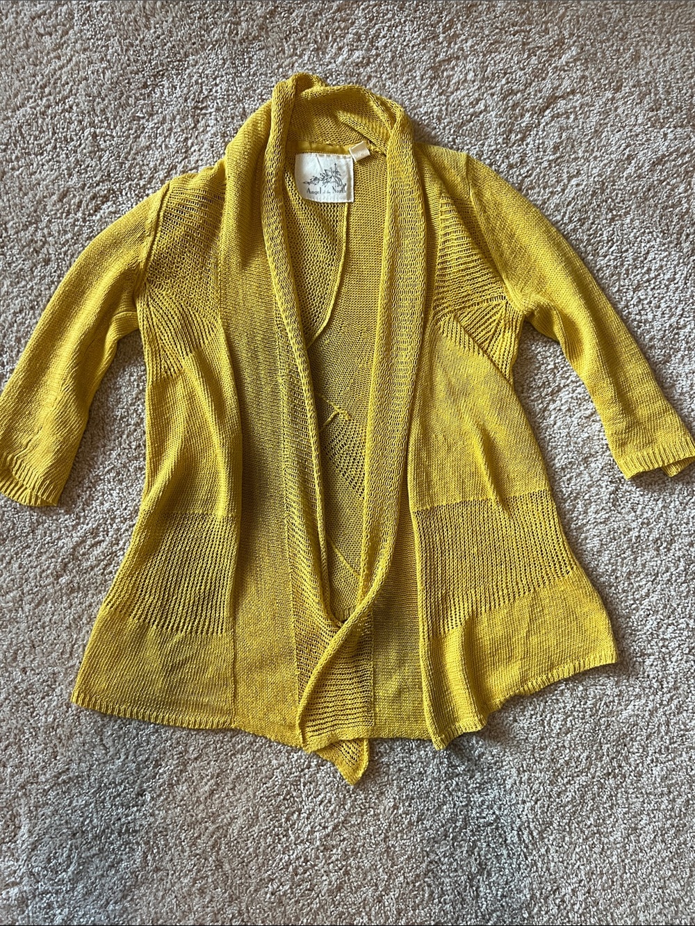 Angel Of The North Yellow Open-Front Knit Cardigan mustard Gold Md Anthropologie